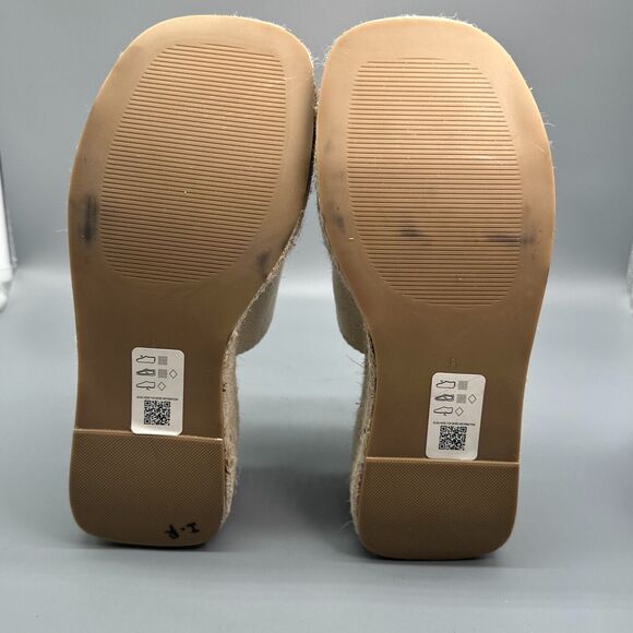 ASOS Design Wide Fit Teddy 2 Women's 8 Beige Wedge Slide Cross Slip-On Peep Toe - Picture 9 of 10